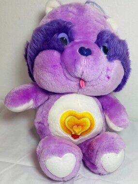 Vntg Care Bear Cousin Bright Heart Raccoon 13" Plush 1984 EUC